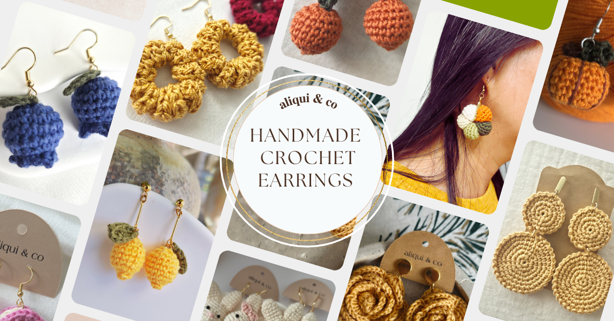 handmade crochet earrings unique made piece aliqui & co