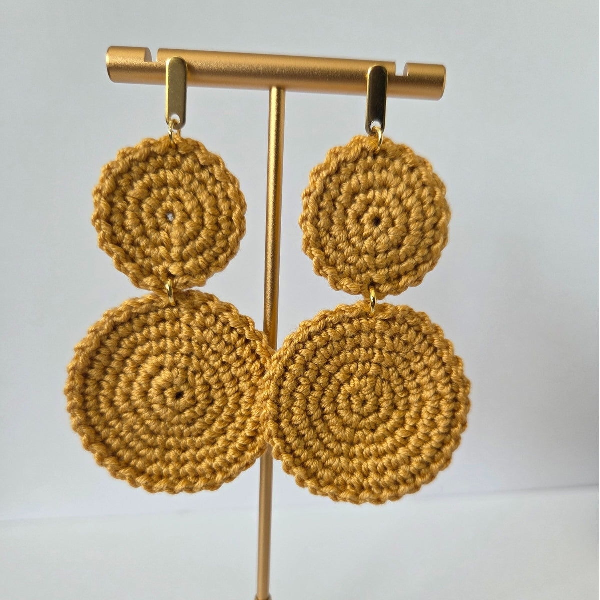 yellow boho chic handmade crochet earring for women with 24k gold-plated earring
