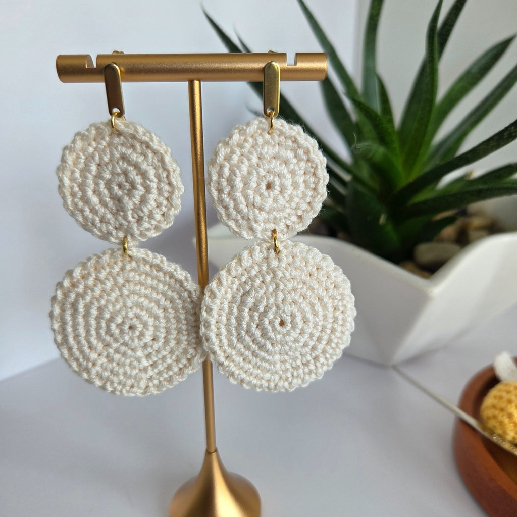 Handmade crochet earring for women with gold-plated studs 