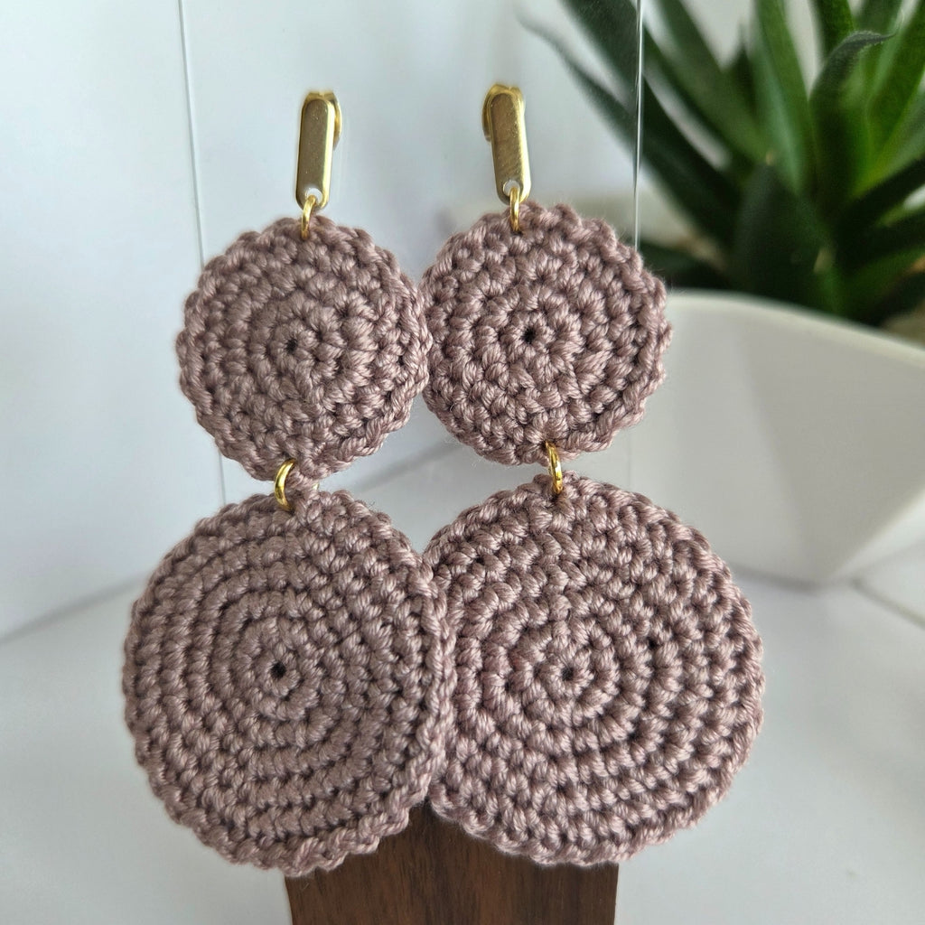 Bohemian neutral color handmade crochet earring gifts for her
